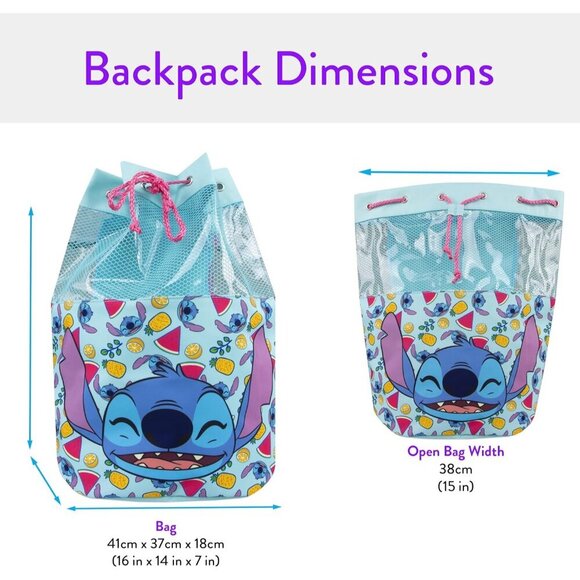 🆕 Disney Blue One Size Girls Swim Bag Lilo and Stitch Backpacks - Picture 5 of 5